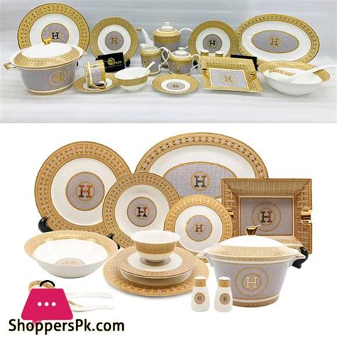 Versace Luxury Gold Plated Dinner Set 6 Person Serving 61 Pcs